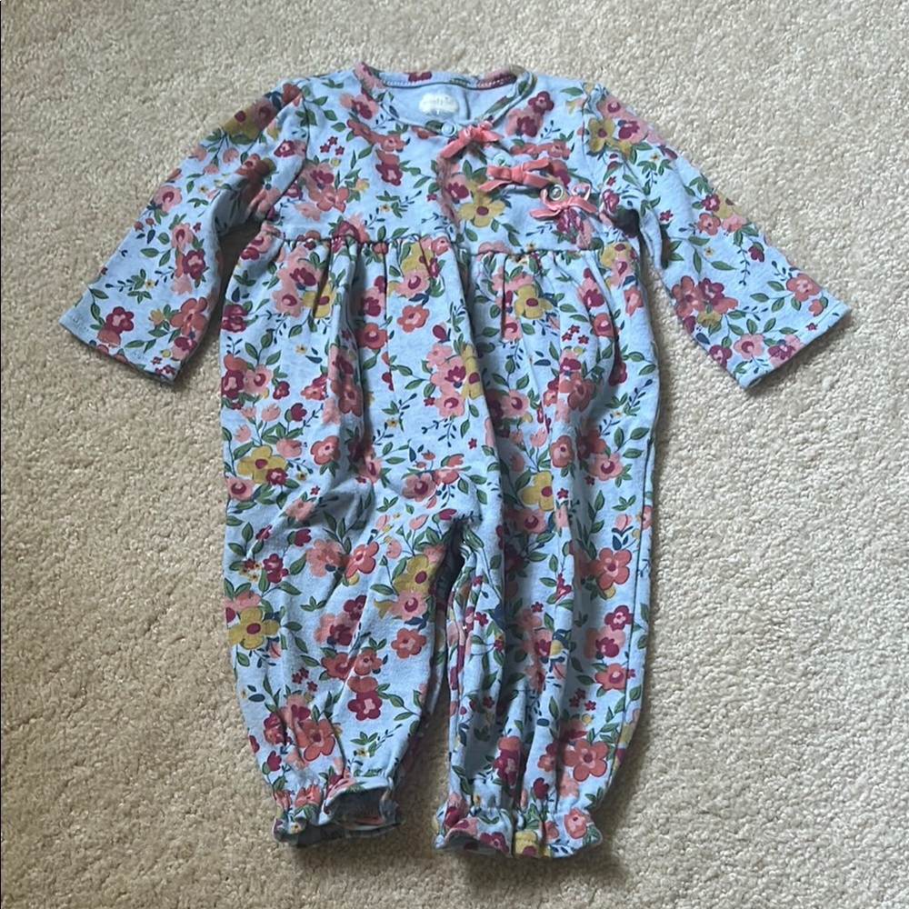 Mud Pie Floral Jumpsuit - Blue and Pink
